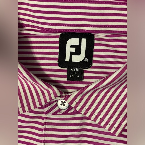Footjoy Performance Purple Striped Short Sleeve Golf Polo Dennis Pines GC XL - Picture 4 of 7
